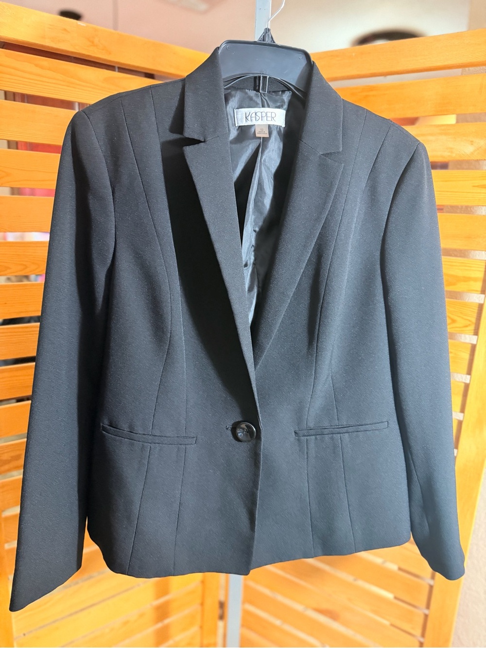 Kasper Black Single-Button Tailored Blazer